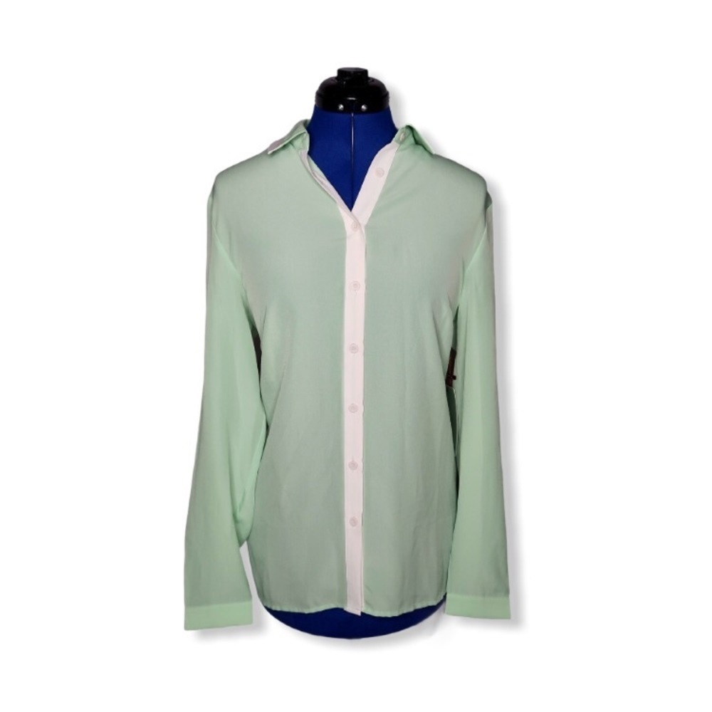 Mint Button Down Blouse From Forever 21